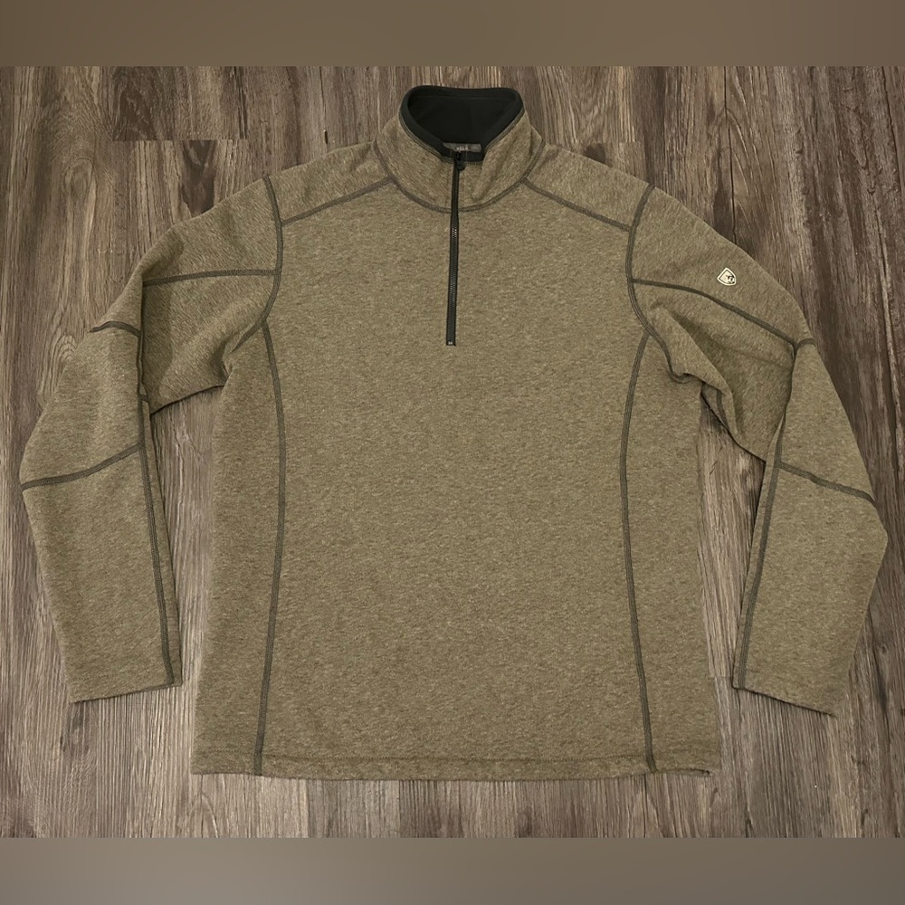 Men’s Kuhl Revel Brown/Black 1/4 Zip Fleece Pullover 3007 - Size Medium